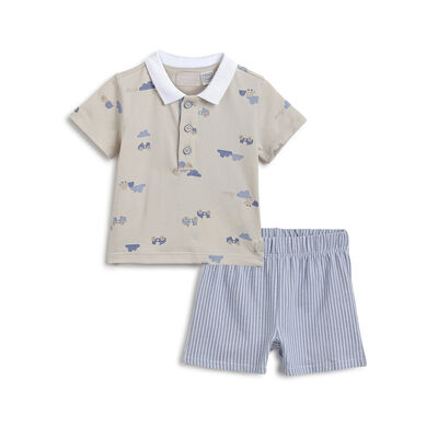 Boys Light Natural T-shirt with Short Pants
